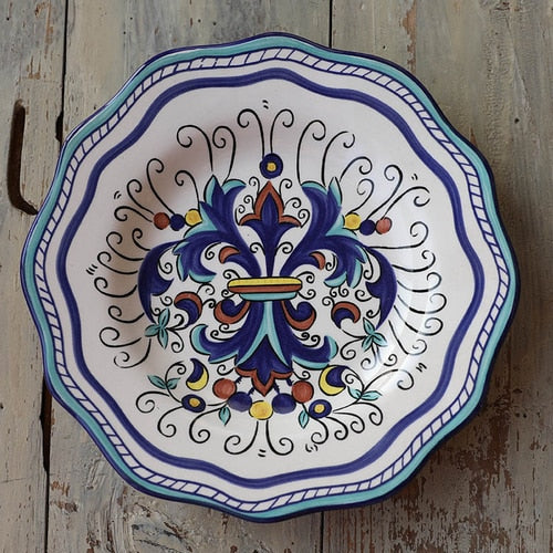 Bohemian Folk Hand Painted Ceramic Decorative Dinner Plate - Various Styles