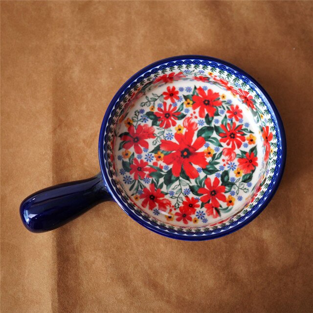 Poland Style Round Steak Plates Ceramics Fish Dishes Bowls Kitchen Tableware Eco-Friendly Underglaze Rural Flowers Wedding Gifts