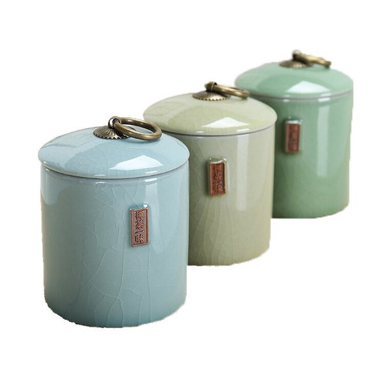 Crackle Effect Asian Porcelain Storage Canister