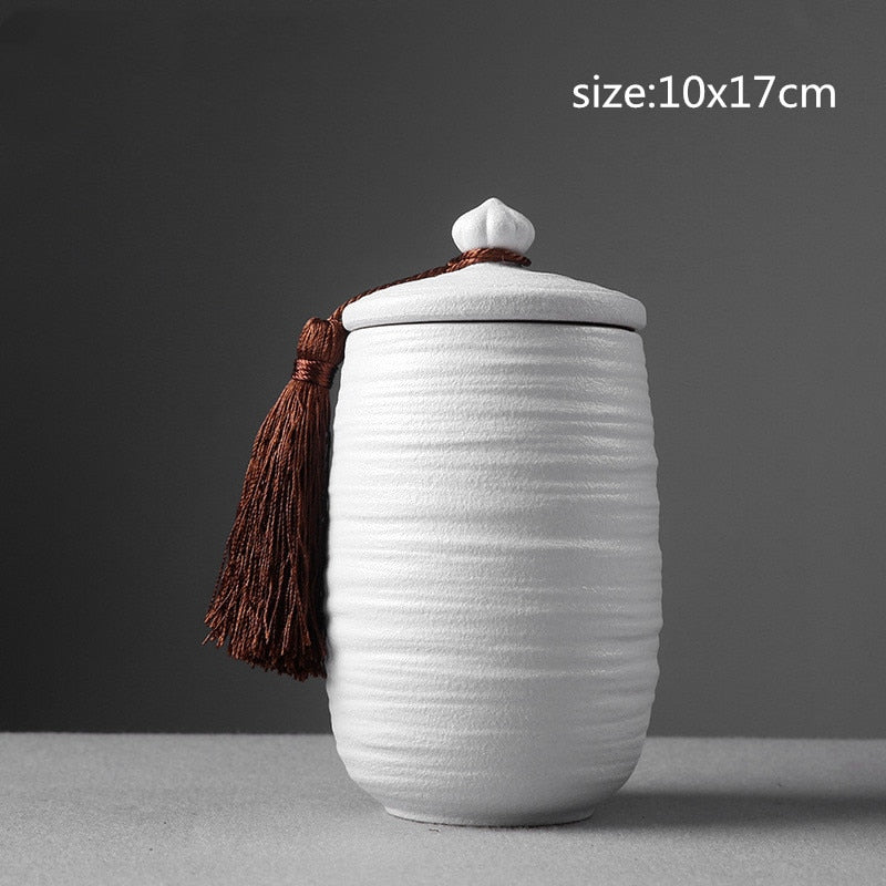 Large capacity black pottery tea can Portable Sealed Jar travel Tea Caddy Storage Spice Tea Boxes Candy storage tank Home Decor