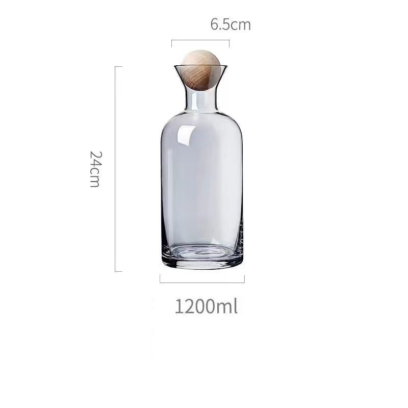 Mix and Match 1.2L Glass Jug With a Wooden SphericalLid and 250 ml Glass Set