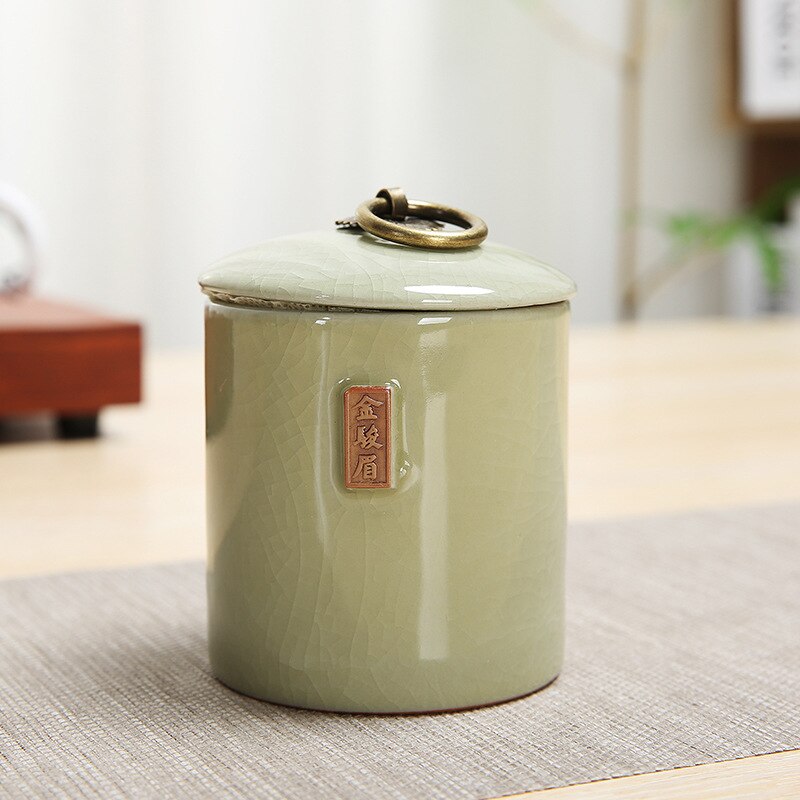 Crackle Effect Asian Porcelain Storage Canister