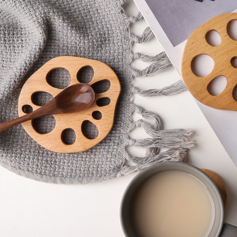 Musowood Solid Wood Crepe Coaster Tea Coffee Cup Pad Placemats Decor Walnut Wood Coasters Durable Heat Resistant Drink Mat