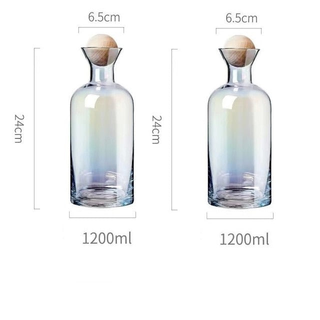 Mix and Match 1.2L Glass Jug With a Wooden SphericalLid and 250 ml Glass Set