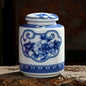 Chinese Style Blue and White Porcelain Ceramic Tea Caddy