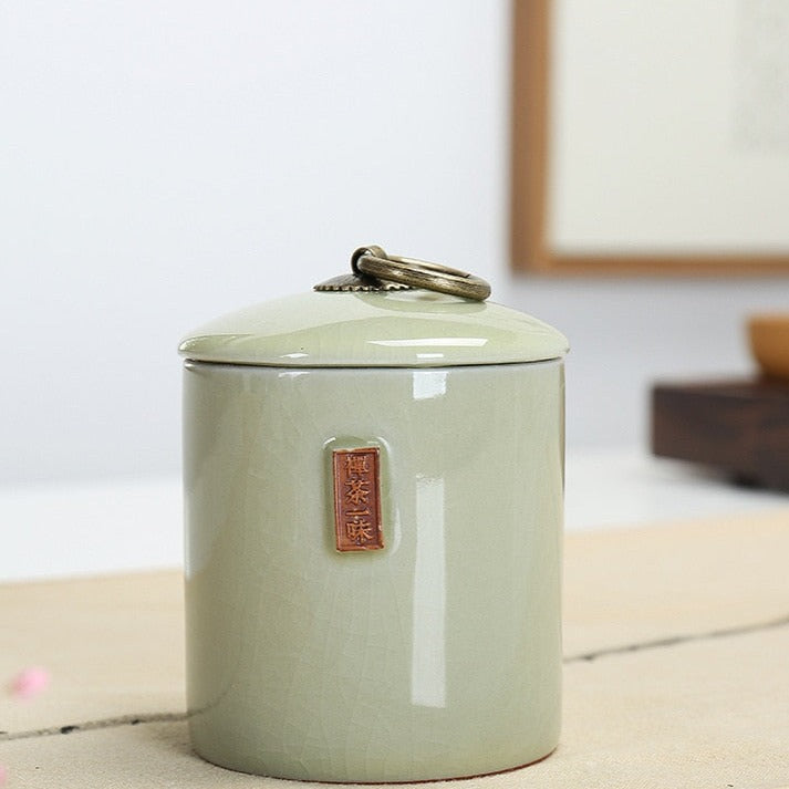 Crackle Effect Asian Porcelain Storage Canister