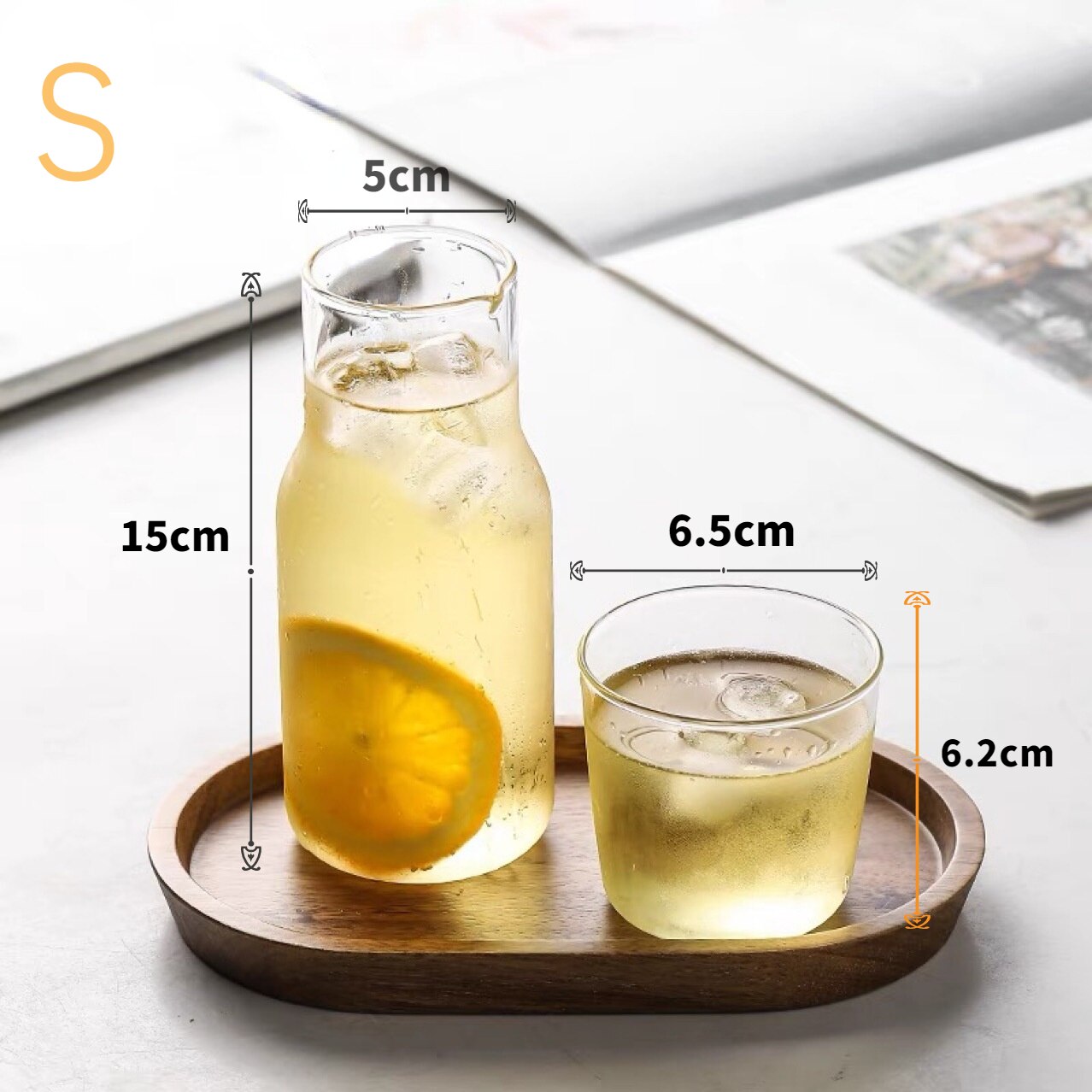 Glass Water Bottle With Glass Cup Set Cold kettle Set Household Tea Bottle Transparent Fruit Juice Milk Drinking Water Cup Set