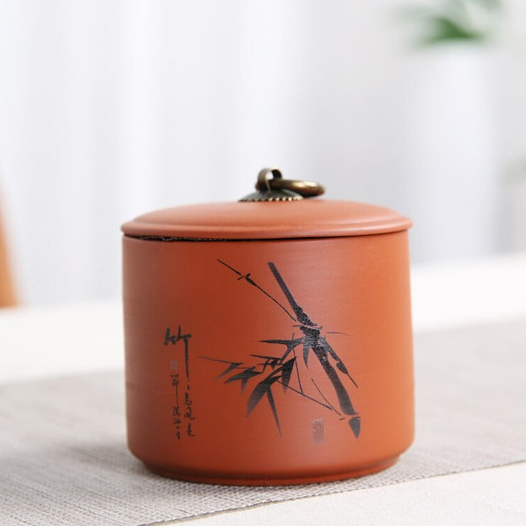 Chinese Purple Clay Dry Storage Can With Lid and Handle