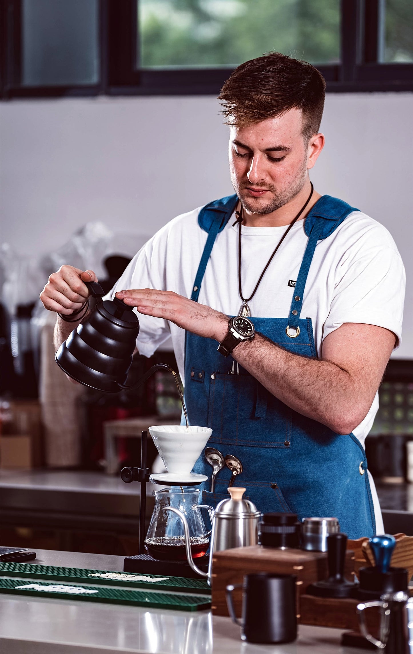 Gooseneck Coffee Kettle with Thermometer 1L and 1.2L - Silver and Black