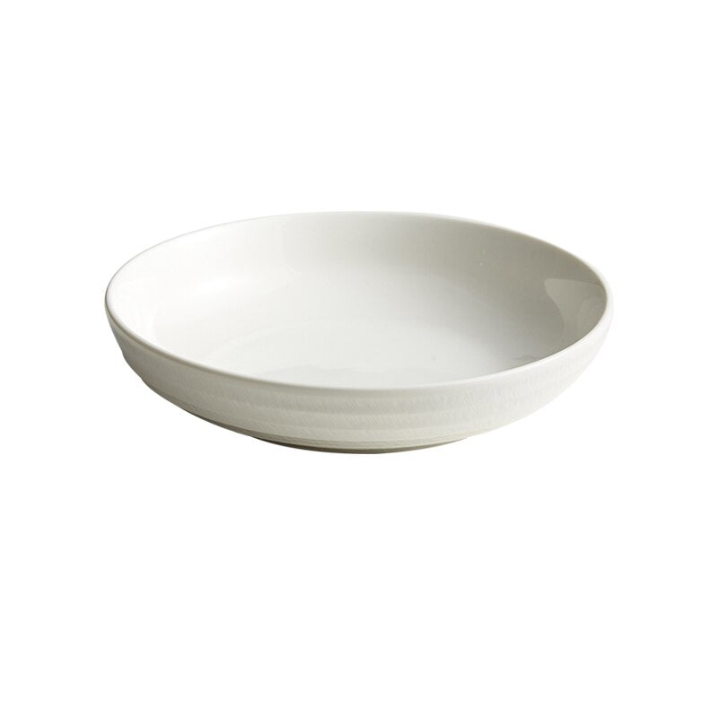 White Porcelain 2022 New Senior Sense Home Bowl Deep Dish Relief Features Snacks Cold Dish Hotel Tableware