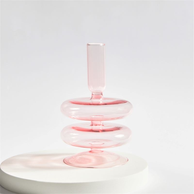 Floriddle Taper Candle Holders Glass Candlesticks for Home Wedding Room Decoration Party Glass Vase Table Bookshelf