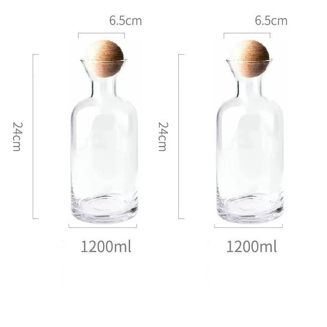 Mix and Match 1.2L Glass Jug With a Wooden SphericalLid and 250 ml Glass Set