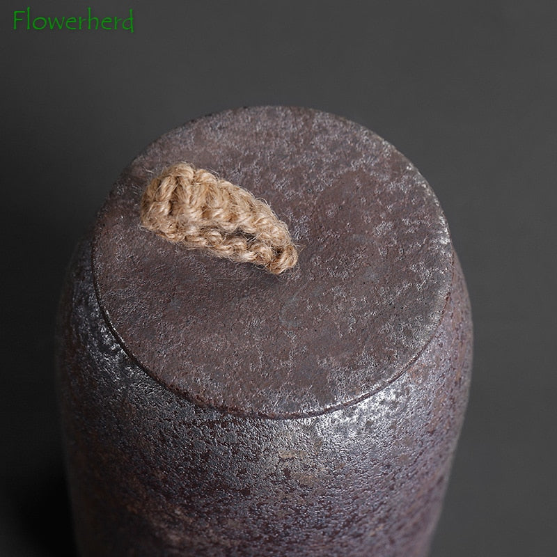 Large Vintage Ceramic Tea Caddy Teaware Coarse Pottery Sealed Pot Household Tea Tins Tea Storage Tea Container Tea Organizer