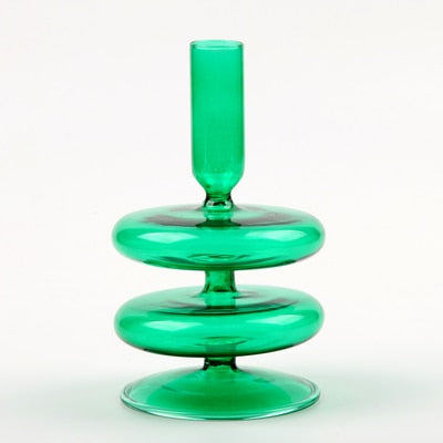 Floriddle Taper Candle Holders Glass Candlesticks for Home Wedding Room Decoration Party Glass Vase Table Bookshelf