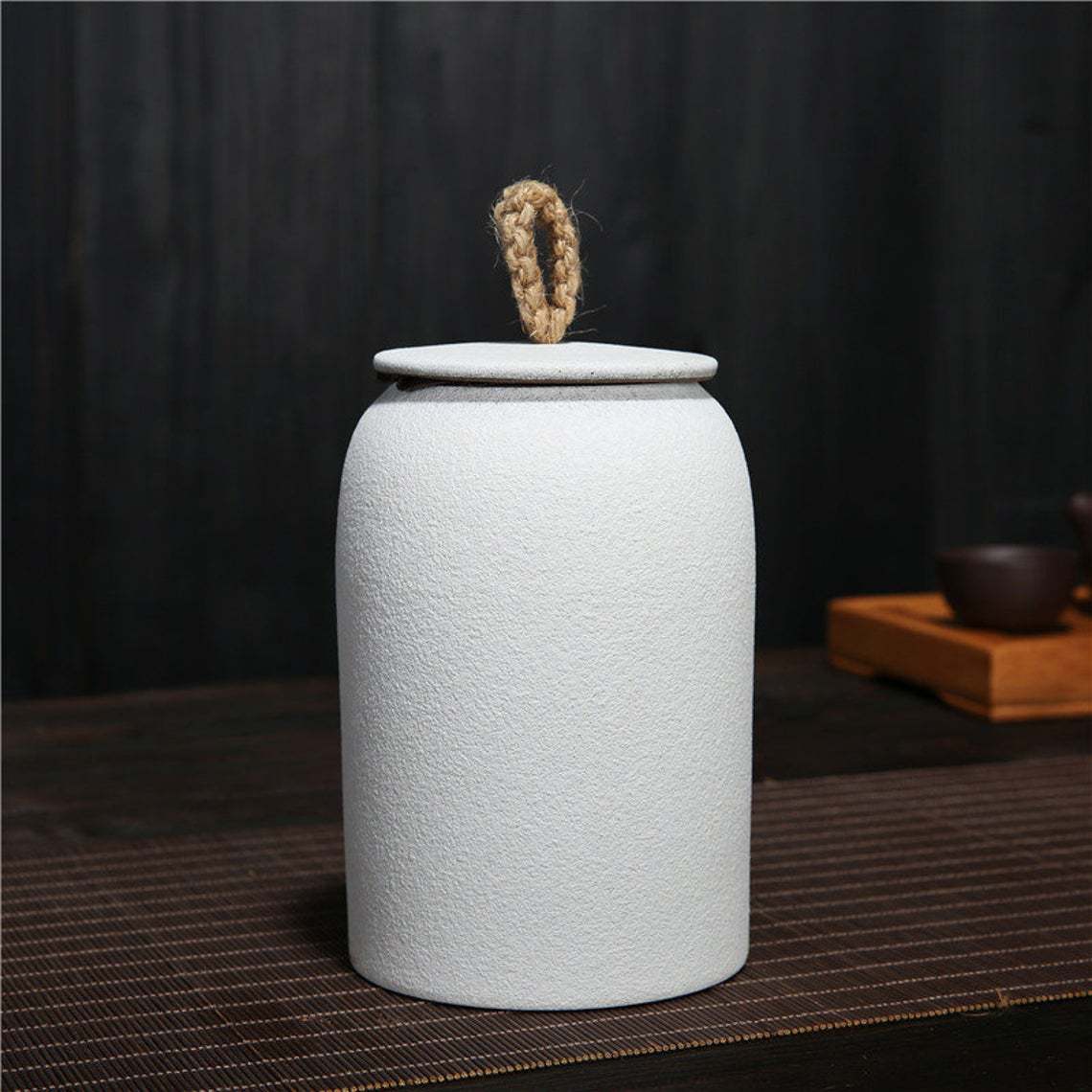 Large Vintage Ceramic Tea Caddy Teaware Coarse Pottery Sealed Pot Household Tea Tins Tea Storage Tea Container Tea Organizer