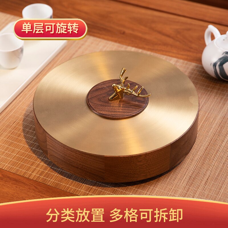 Walnut Solid Wood Dried Fruit Box Candy Box Home Living Room Light Luxury Tea Table Chinese Fruit Plate Snack High-End Storage