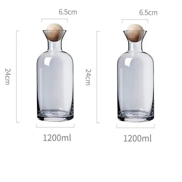 Mix and Match 1.2L Glass Jug With a Wooden SphericalLid and 250 ml Glass Set