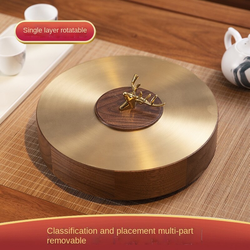 Walnut Solid Wood Dried Fruit Box Candy Box Home Living Room Light Luxury Tea Table Chinese Fruit Plate Snack High-End Storage