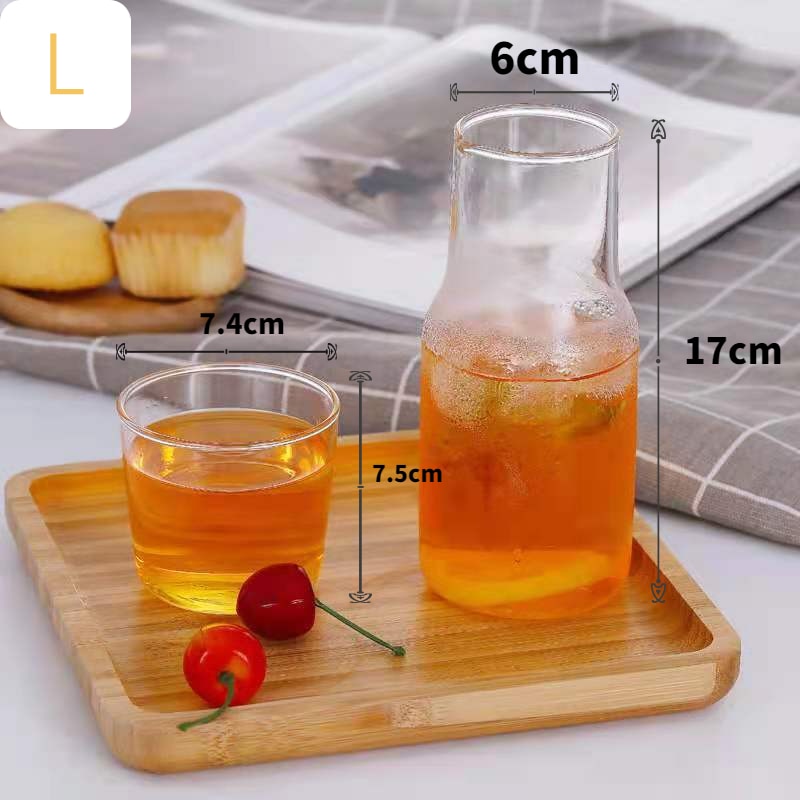Glass Water Bottle With Glass Cup Set Cold kettle Set Household Tea Bottle Transparent Fruit Juice Milk Drinking Water Cup Set